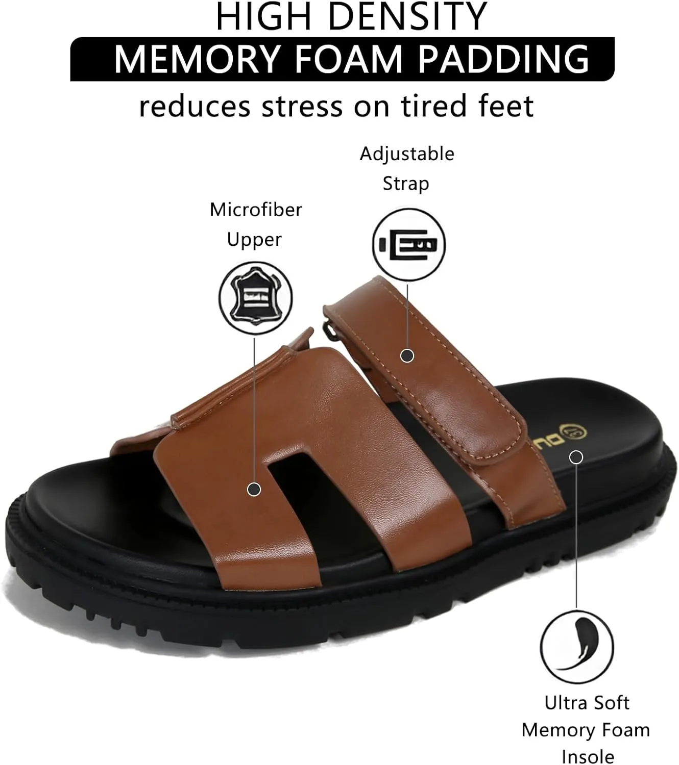 Dumalum Flat Slide Sandals for Women, Slip on Platform Sandals Dressy Summer Shoes Open Toe Flats Sandals