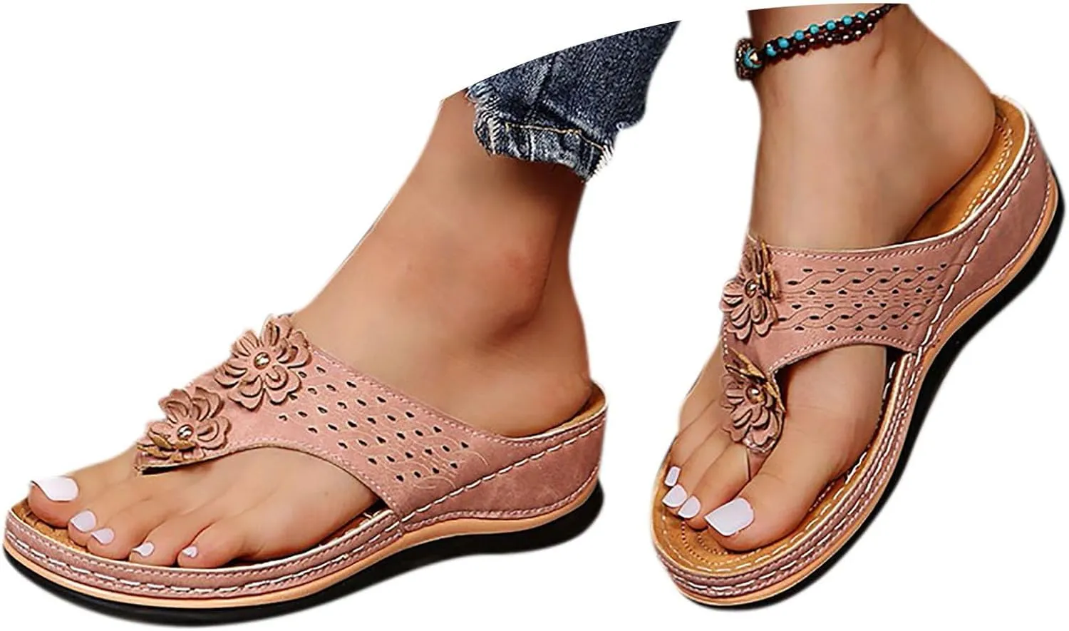 Eduavar Wedge Sandals for Women, Wedge Sandals for Women Comfy Platform Sandals Open Toe Slippers Treavl Sandals