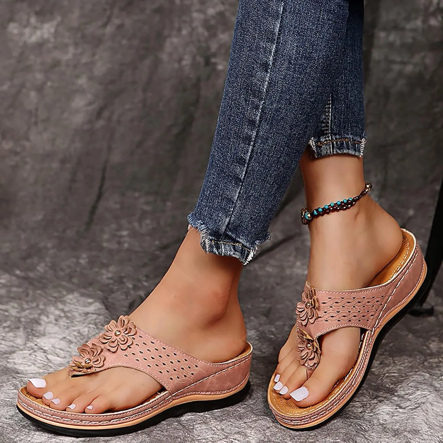Eduavar Wedge Sandals for Women, Wedge Sandals for Women Comfy Platform Sandals Open Toe Slippers Treavl Sandals