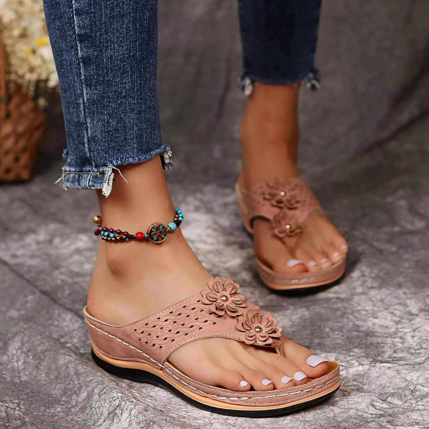 Eduavar Wedge Sandals for Women, Wedge Sandals for Women Comfy Platform Sandals Open Toe Slippers Treavl Sandals