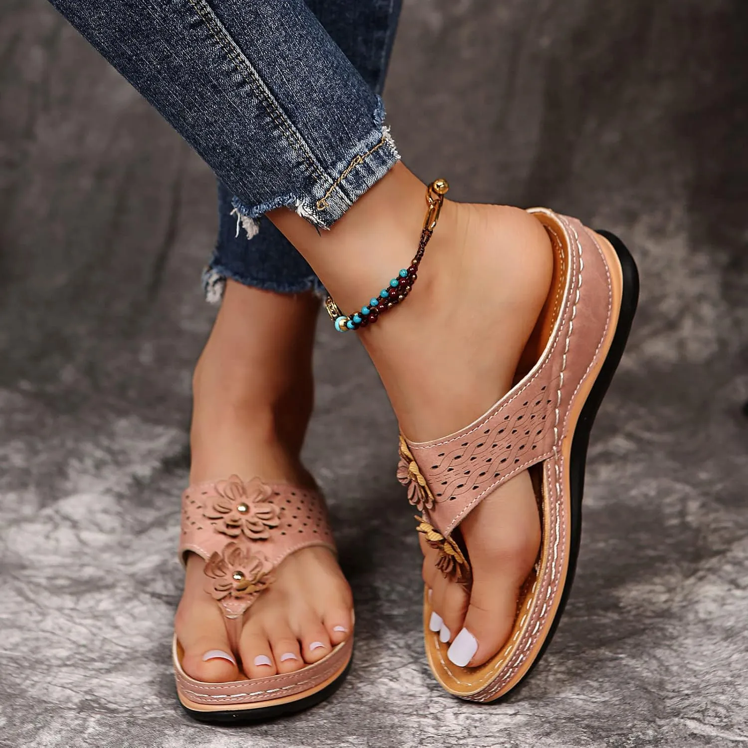 Eduavar Wedge Sandals for Women, Wedge Sandals for Women Comfy Platform Sandals Open Toe Slippers Treavl Sandals
