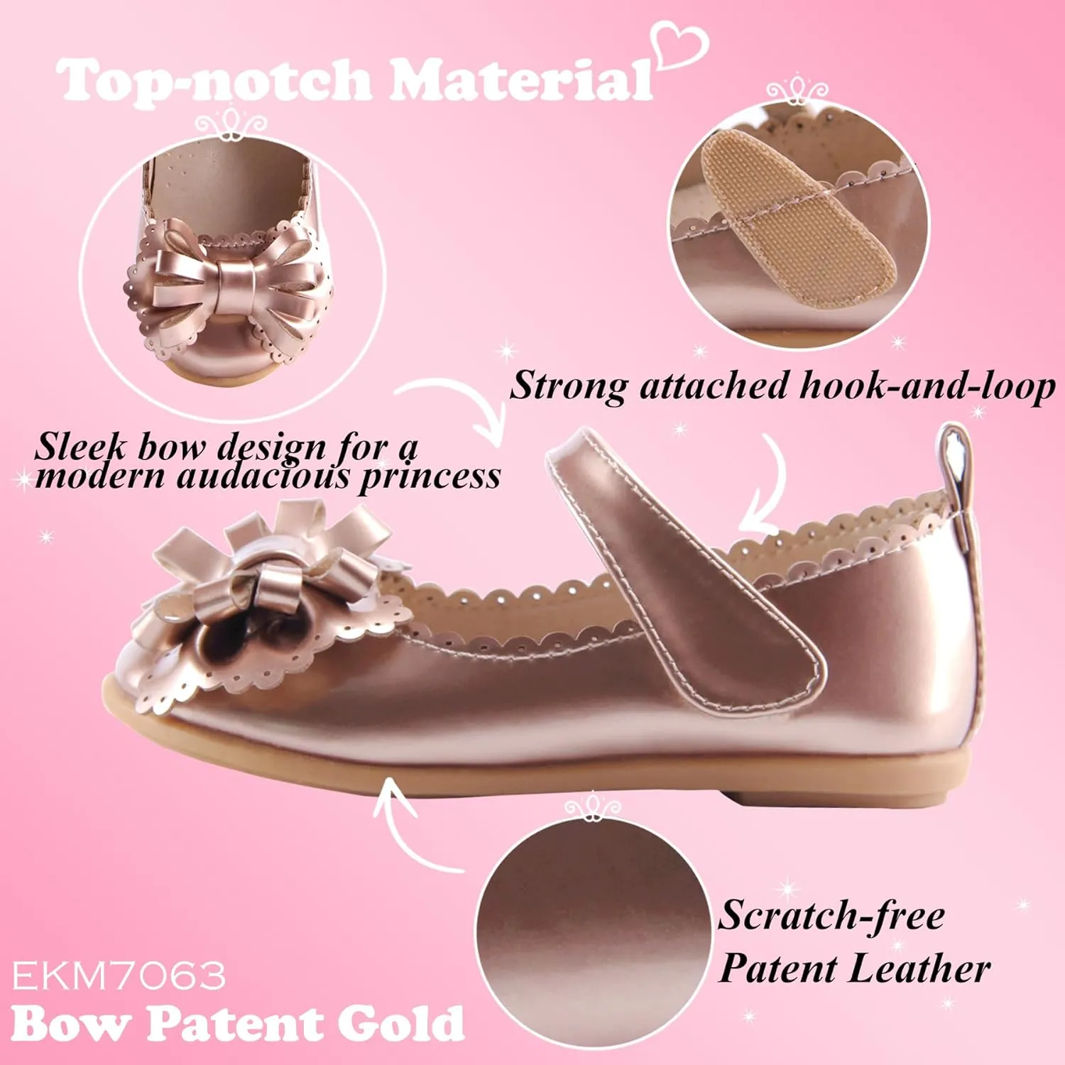 EIGHT KM Toddler Girls Dress Shoes – Girls Mary Jane Shoes | Mary Jane Flats - Ballet Flats – Party, Flower Girl, Wedding Dress Shoes for Girls – Comfortable & Non-Slip Design for Ages up to 7