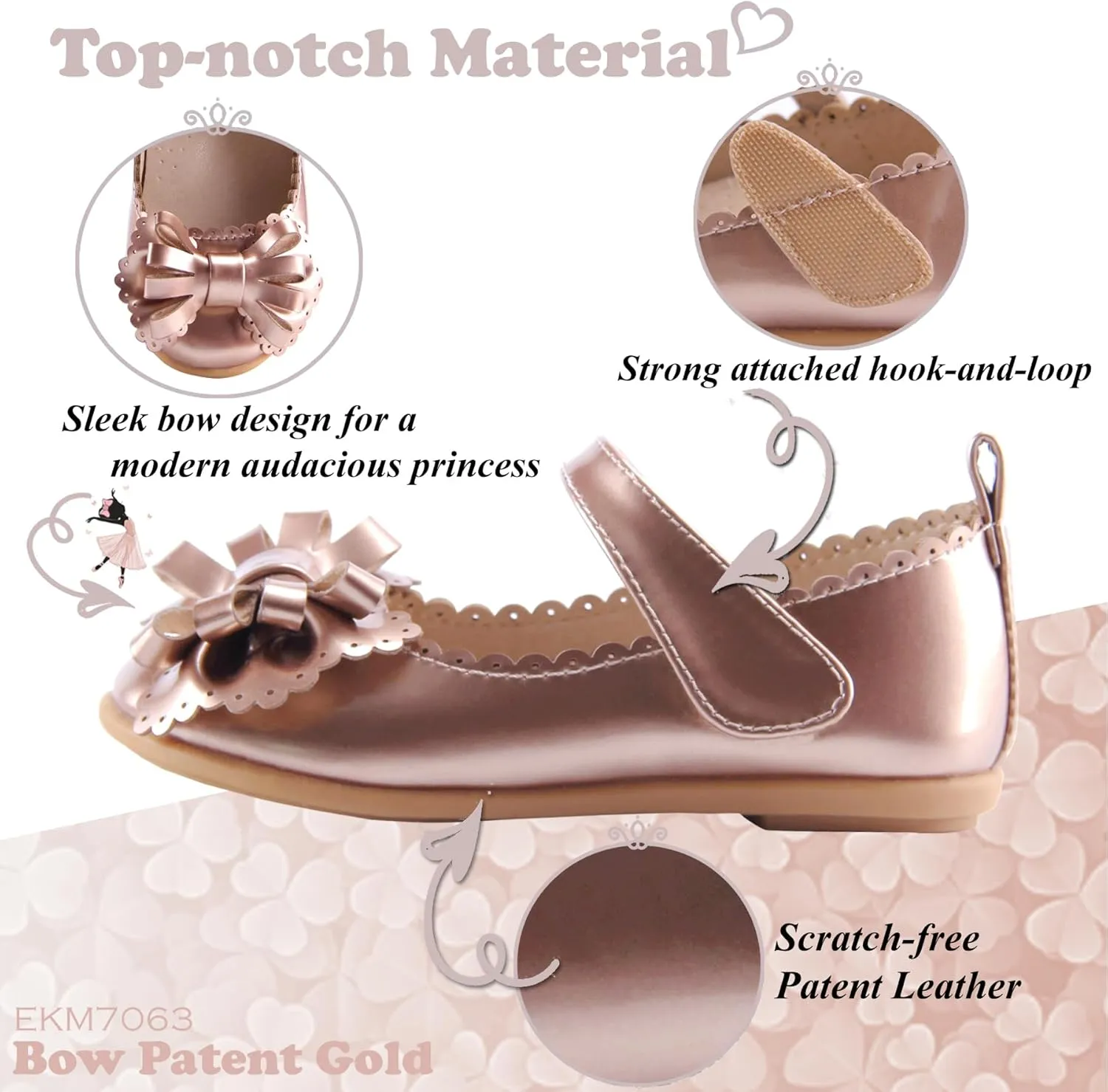 EIGHT KM Toddler Girls Dress Shoes – Girls Mary Jane Shoes | Mary Jane Flats - Ballet Flats – Party, Flower Girl, Wedding Dress Shoes for Girls – Comfortable & Non-Slip Design for Ages up to 7