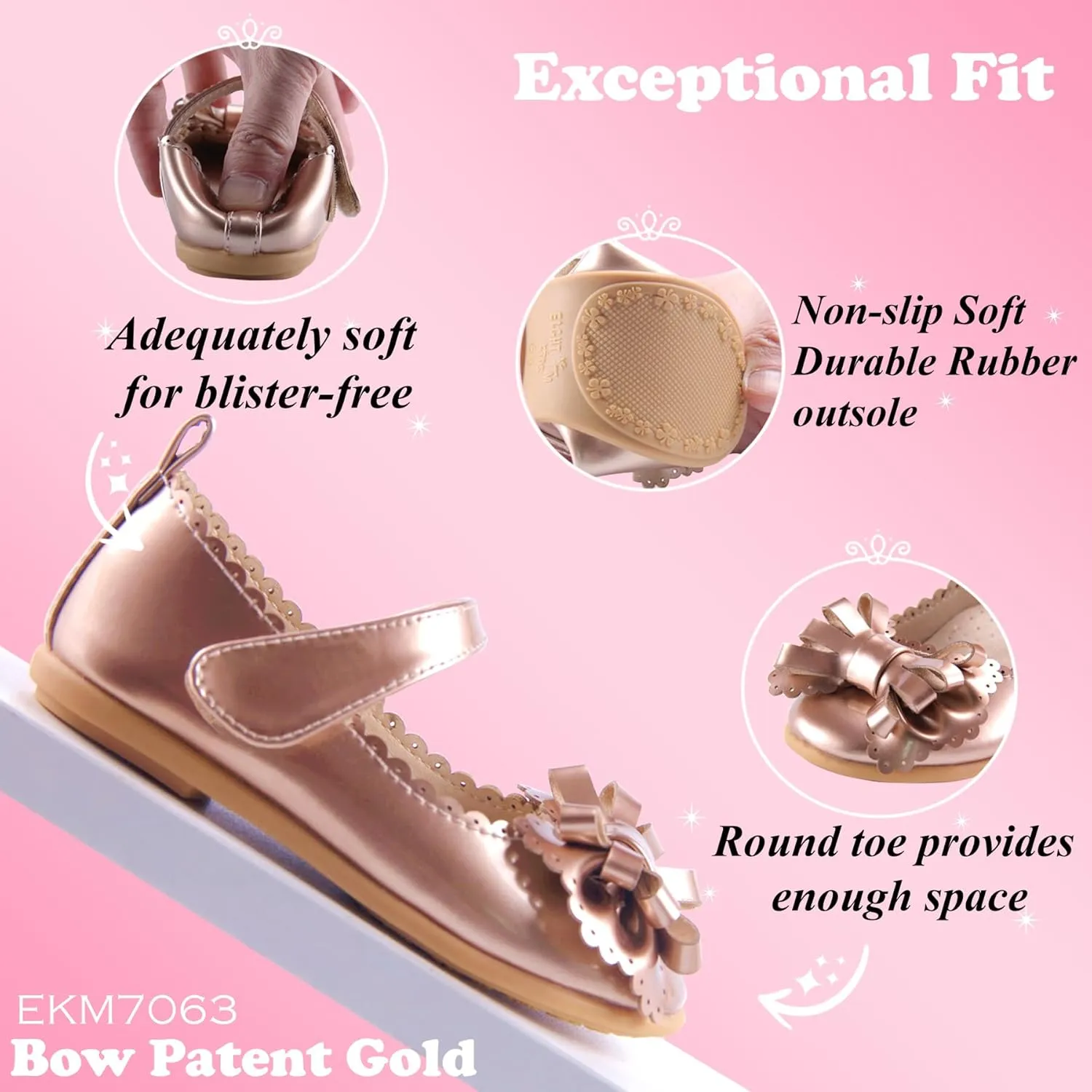 EIGHT KM Toddler Girls Dress Shoes – Girls Mary Jane Shoes | Mary Jane Flats - Ballet Flats – Party, Flower Girl, Wedding Dress Shoes for Girls – Comfortable & Non-Slip Design for Ages up to 7