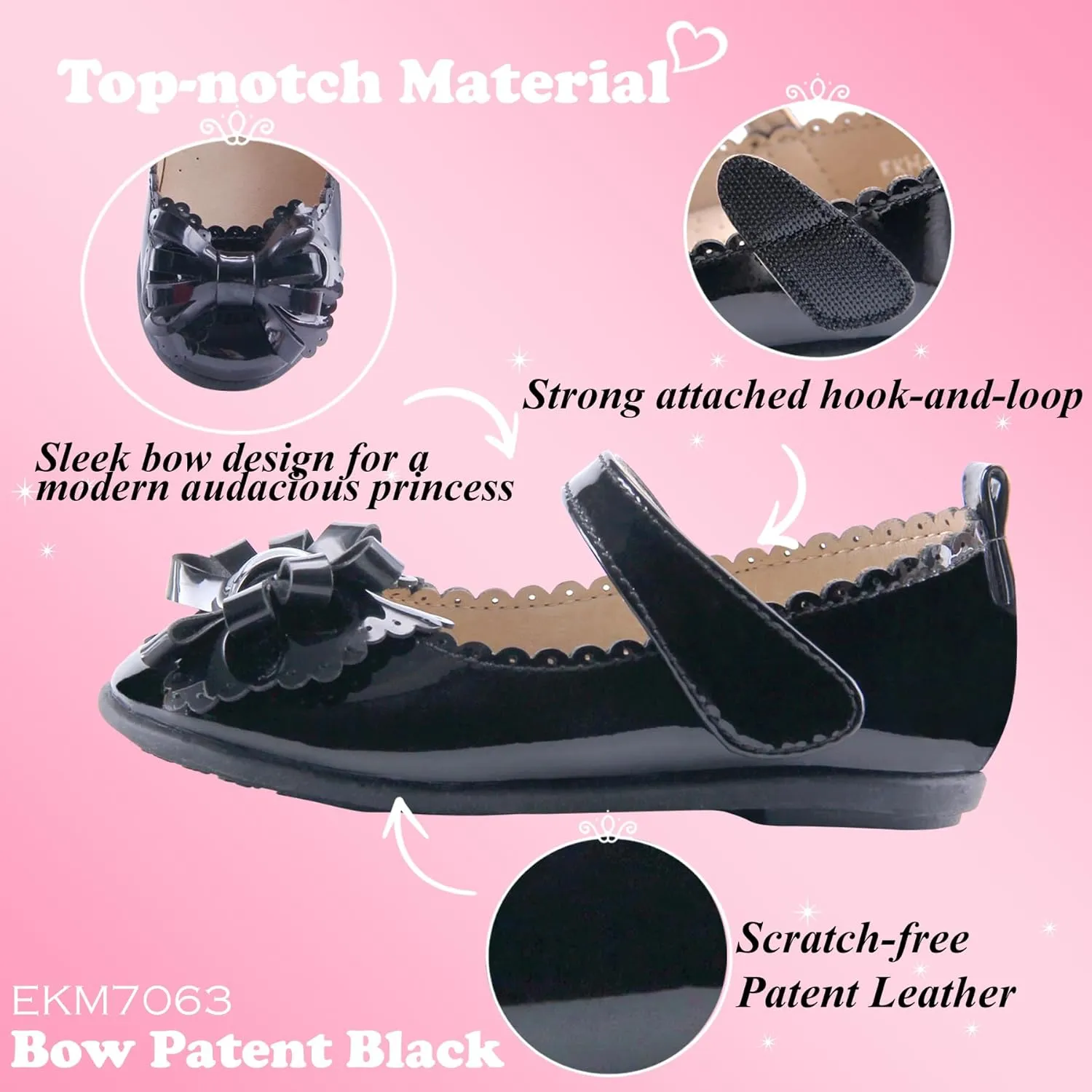EIGHT KM Toddler Girls Dress Shoes – Girls Mary Jane Shoes | Mary Jane Flats - Ballet Flats – Party, Flower Girl, Wedding Dress Shoes for Girls – Comfortable & Non-Slip Design for Ages up to 7
