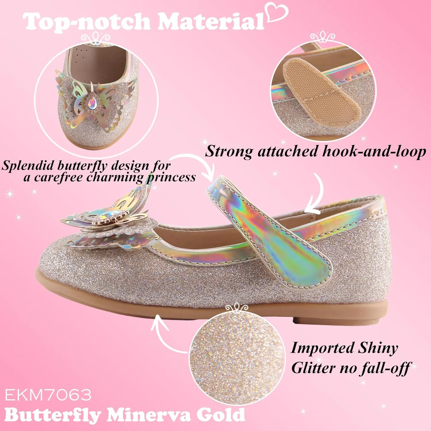 EIGHT KM Toddler Girls Dress Shoes – Girls Mary Jane Shoes | Mary Jane Flats - Ballet Flats – Party, Flower Girl, Wedding Dress Shoes for Girls – Comfortable & Non-Slip Design for Ages up to 7