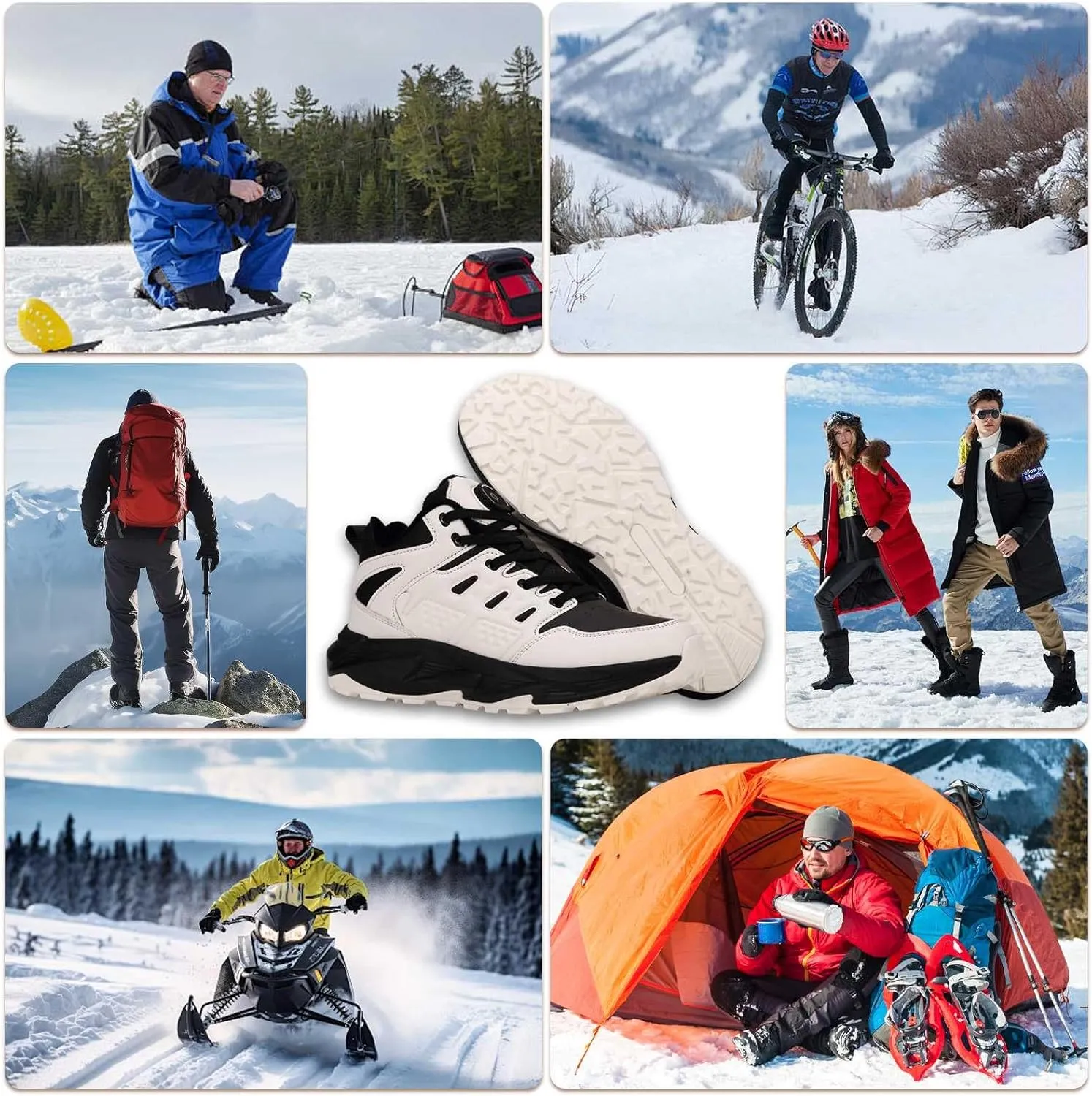 Electric Heated Shoes for Women Men - Rechargeable Heated Sneakers with 3 Heating Levels 4000mAh Battery Feet Warmers Non Slip Waterproof Heated Sports Shoes for Winter Outdoor Work Sports