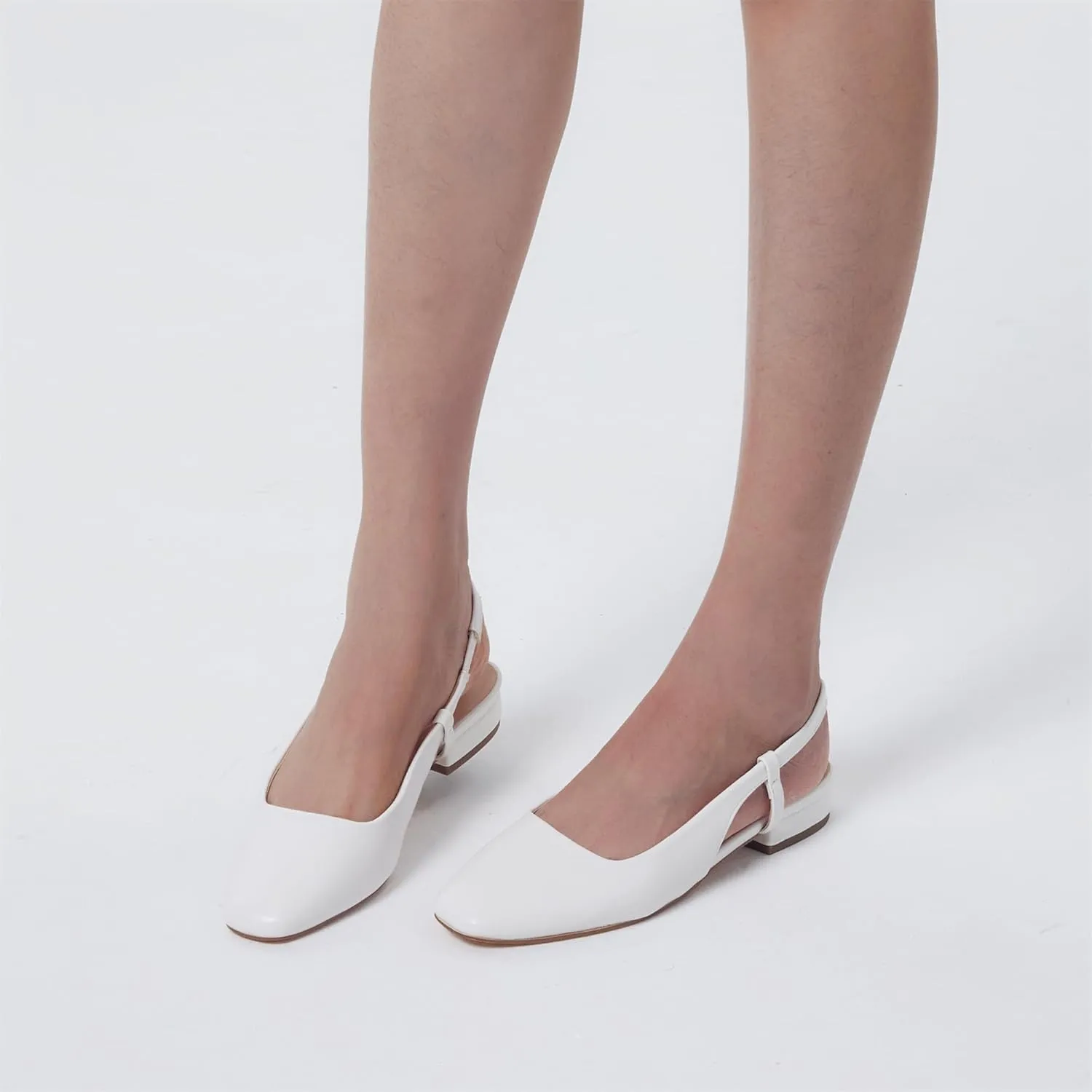 Elisabet Tang Women's Slingback Flats Closed Square Toe 1 Inch Slip-on Work Party Wedding Prom Casual Dressy Comfortable Flats