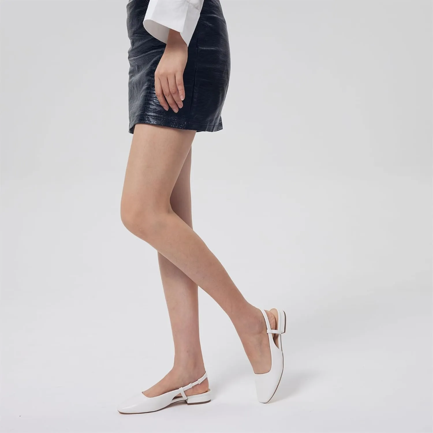 Elisabet Tang Women's Slingback Flats Closed Square Toe 1 Inch Slip-on Work Party Wedding Prom Casual Dressy Comfortable Flats