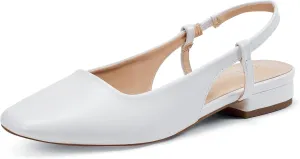 Elisabet Tang Women's Slingback Flats Closed Square Toe 1 Inch Slip-on Work Party Wedding Prom Casual Dressy Comfortable Flats