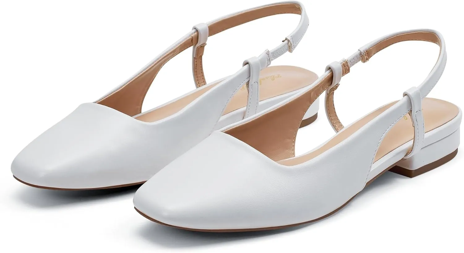 Elisabet Tang Women's Slingback Flats Closed Square Toe 1 Inch Slip-on Work Party Wedding Prom Casual Dressy Comfortable Flats