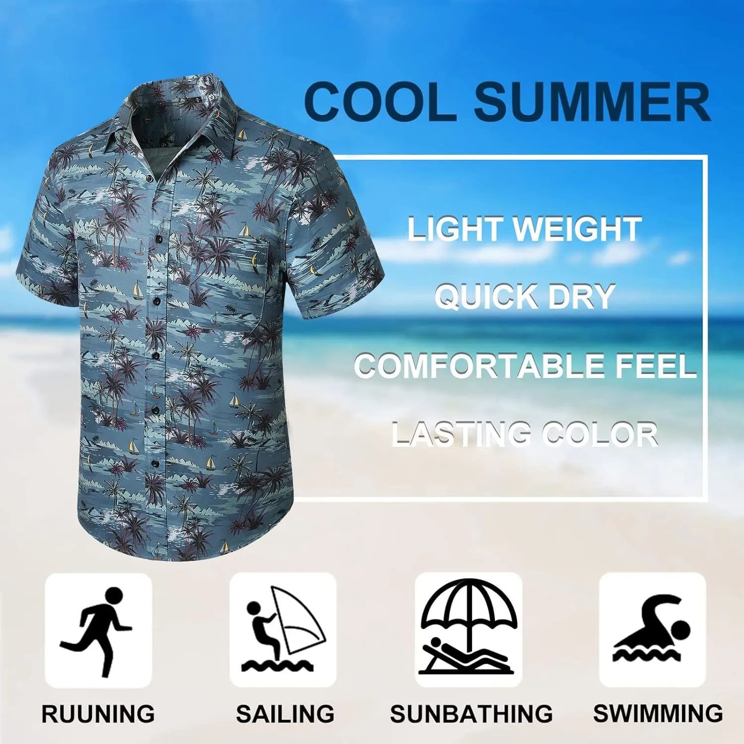 Enlison Men's Hawaiian Shirt Short Sleeve Casual Summer Beach Aloha Shirt Floral Button Down Tropical Hawaii Shirts