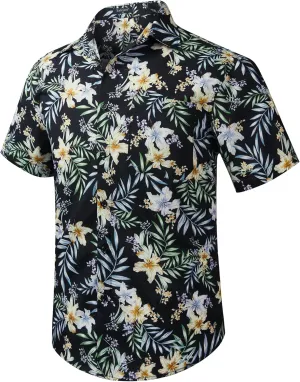 Enlison Men's Hawaiian Shirt Short Sleeve Casual Summer Beach Aloha Shirt Floral Button Down Tropical Hawaii Shirts