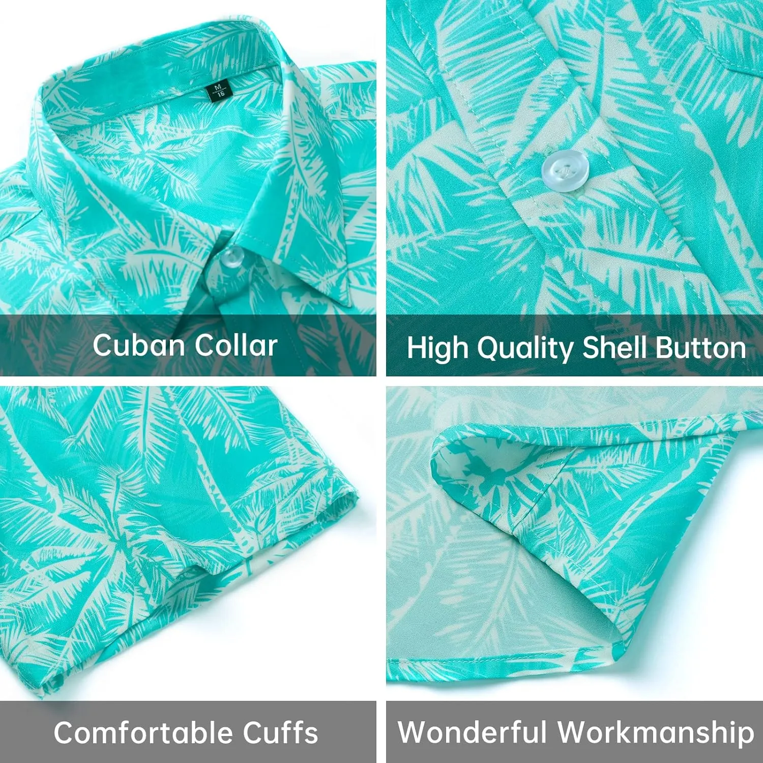 Enlison Men's Hawaiian Shirt Short Sleeve Casual Summer Beach Aloha Shirt Floral Button Down Tropical Hawaii Shirts