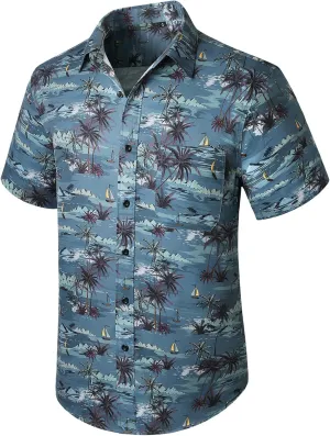 Enlison Men's Hawaiian Shirt Short Sleeve Casual Summer Beach Aloha Shirt Floral Button Down Tropical Hawaii Shirts