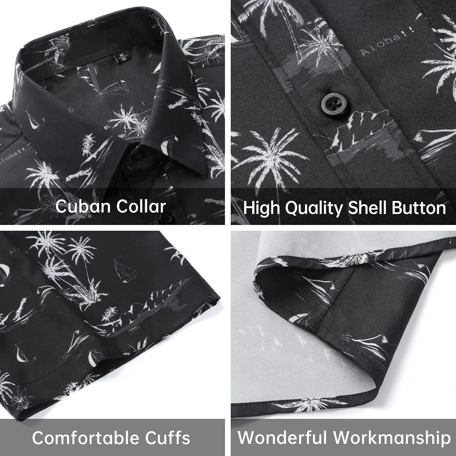 Enlison Men's Hawaiian Shirt Short Sleeve Casual Summer Beach Aloha Shirt Floral Button Down Tropical Hawaii Shirts