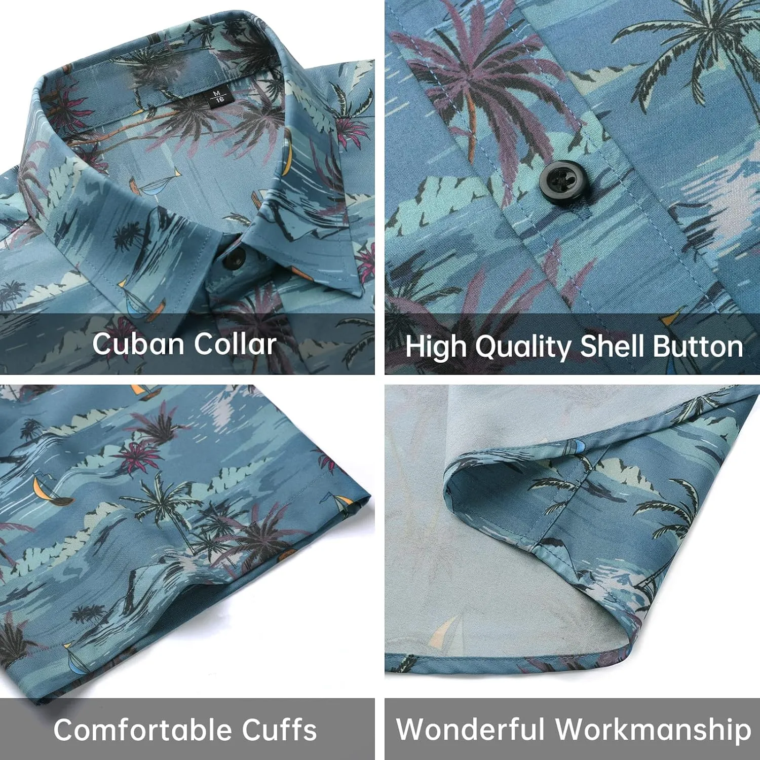 Enlison Men's Hawaiian Shirt Short Sleeve Casual Summer Beach Aloha Shirt Floral Button Down Tropical Hawaii Shirts
