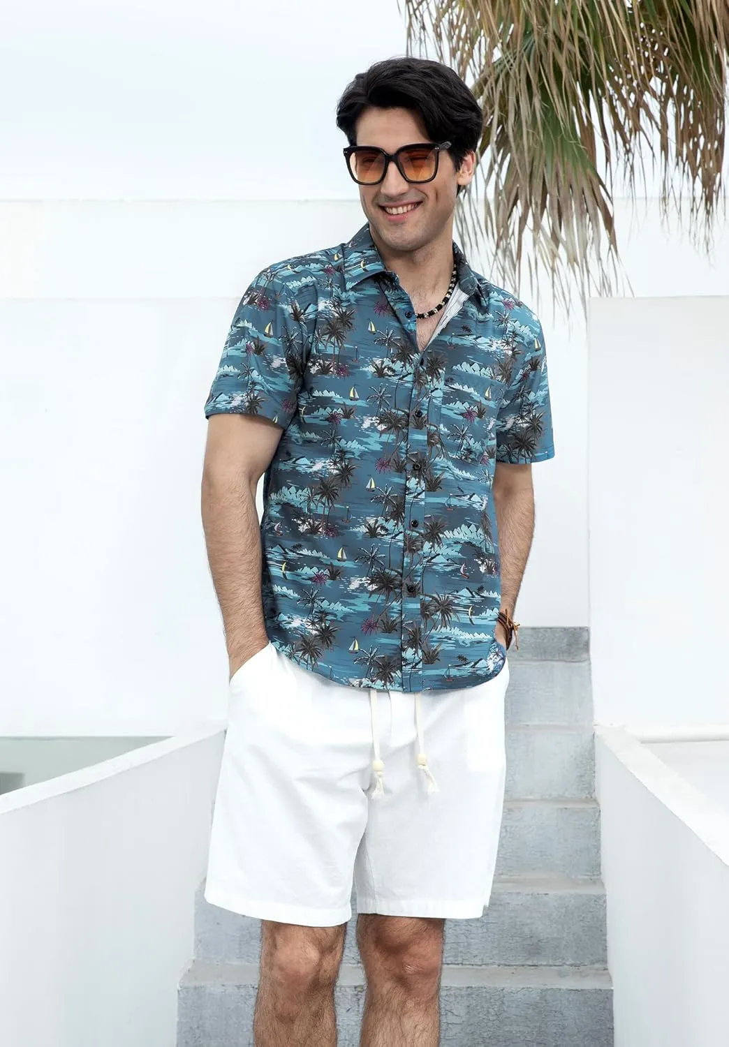 Enlison Men's Hawaiian Shirt Short Sleeve Casual Summer Beach Aloha Shirt Floral Button Down Tropical Hawaii Shirts