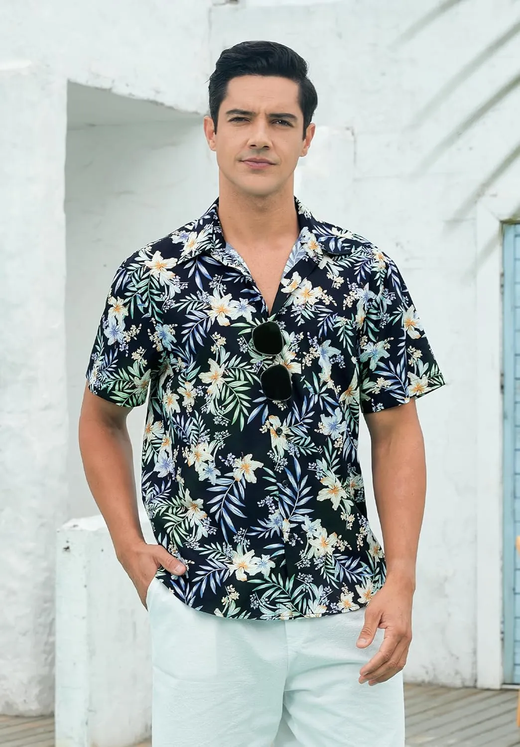 Enlison Men's Hawaiian Shirt Short Sleeve Casual Summer Beach Aloha Shirt Floral Button Down Tropical Hawaii Shirts