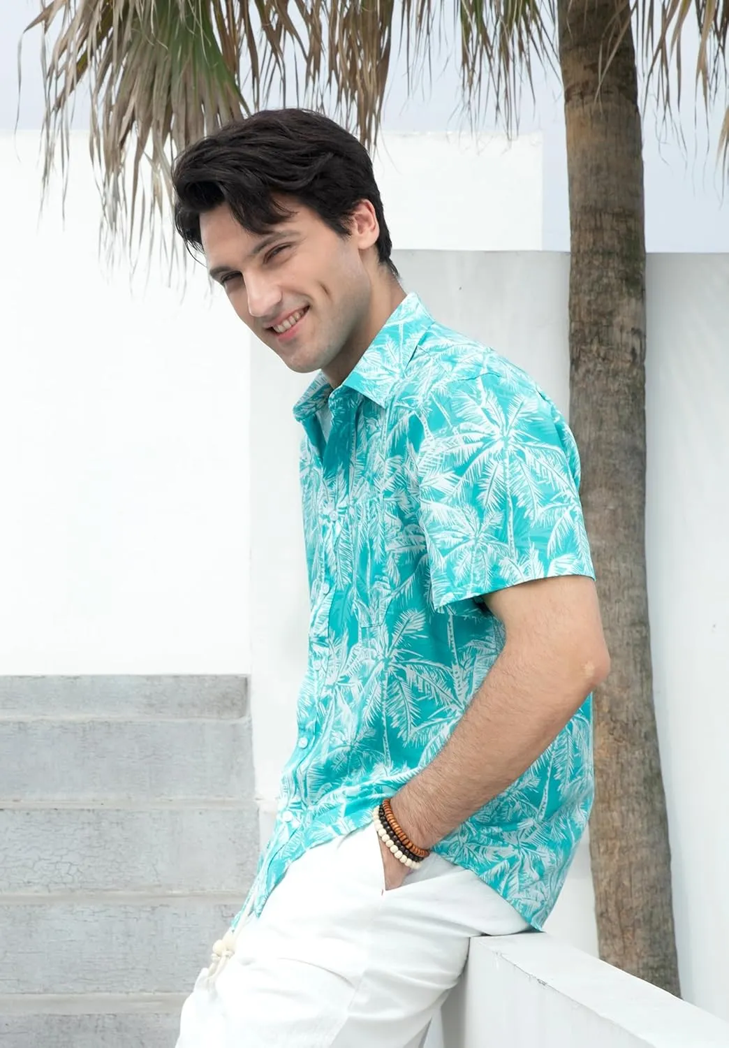 Enlison Men's Hawaiian Shirt Short Sleeve Casual Summer Beach Aloha Shirt Floral Button Down Tropical Hawaii Shirts