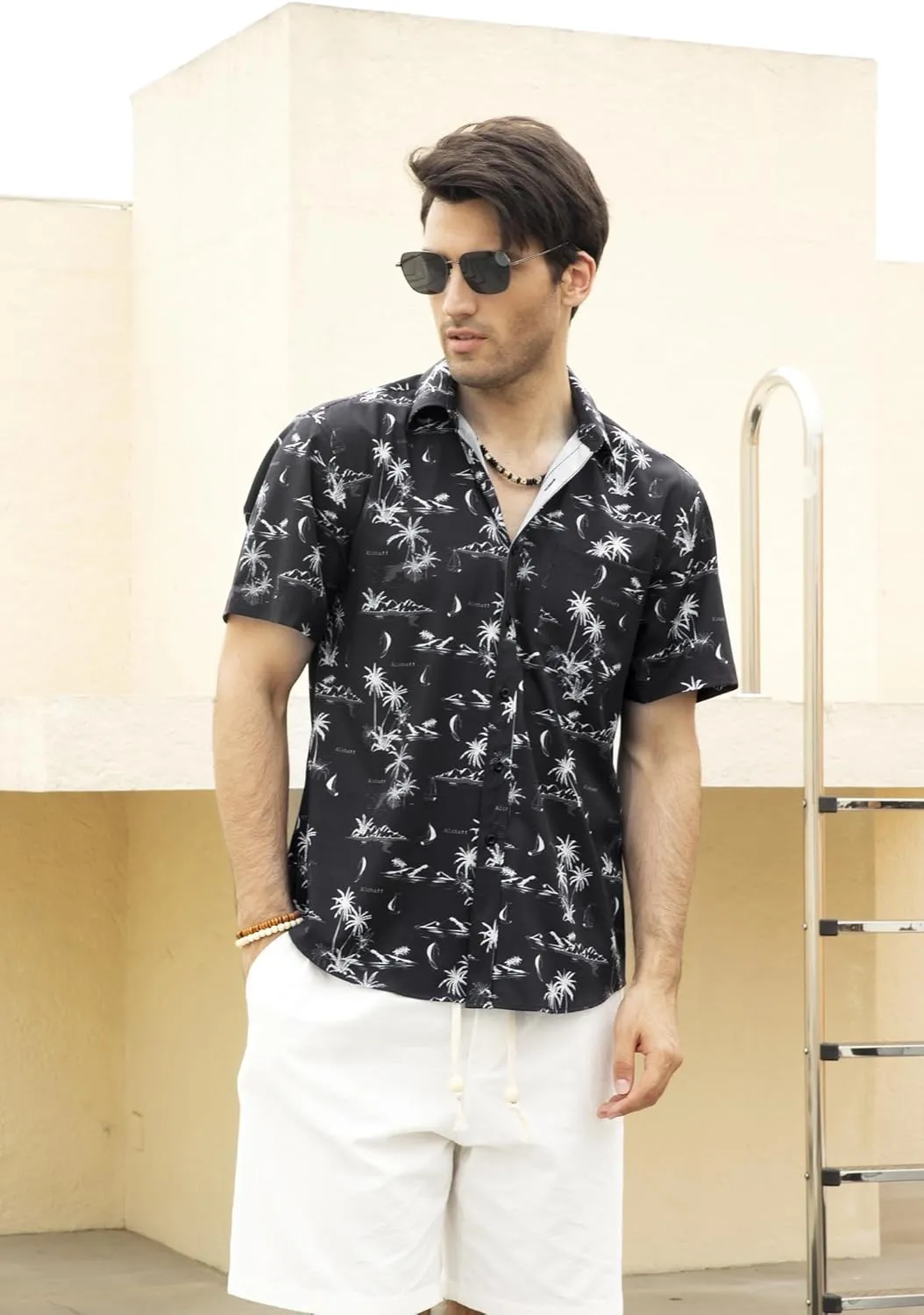 Enlison Men's Hawaiian Shirt Short Sleeve Casual Summer Beach Aloha Shirt Floral Button Down Tropical Hawaii Shirts