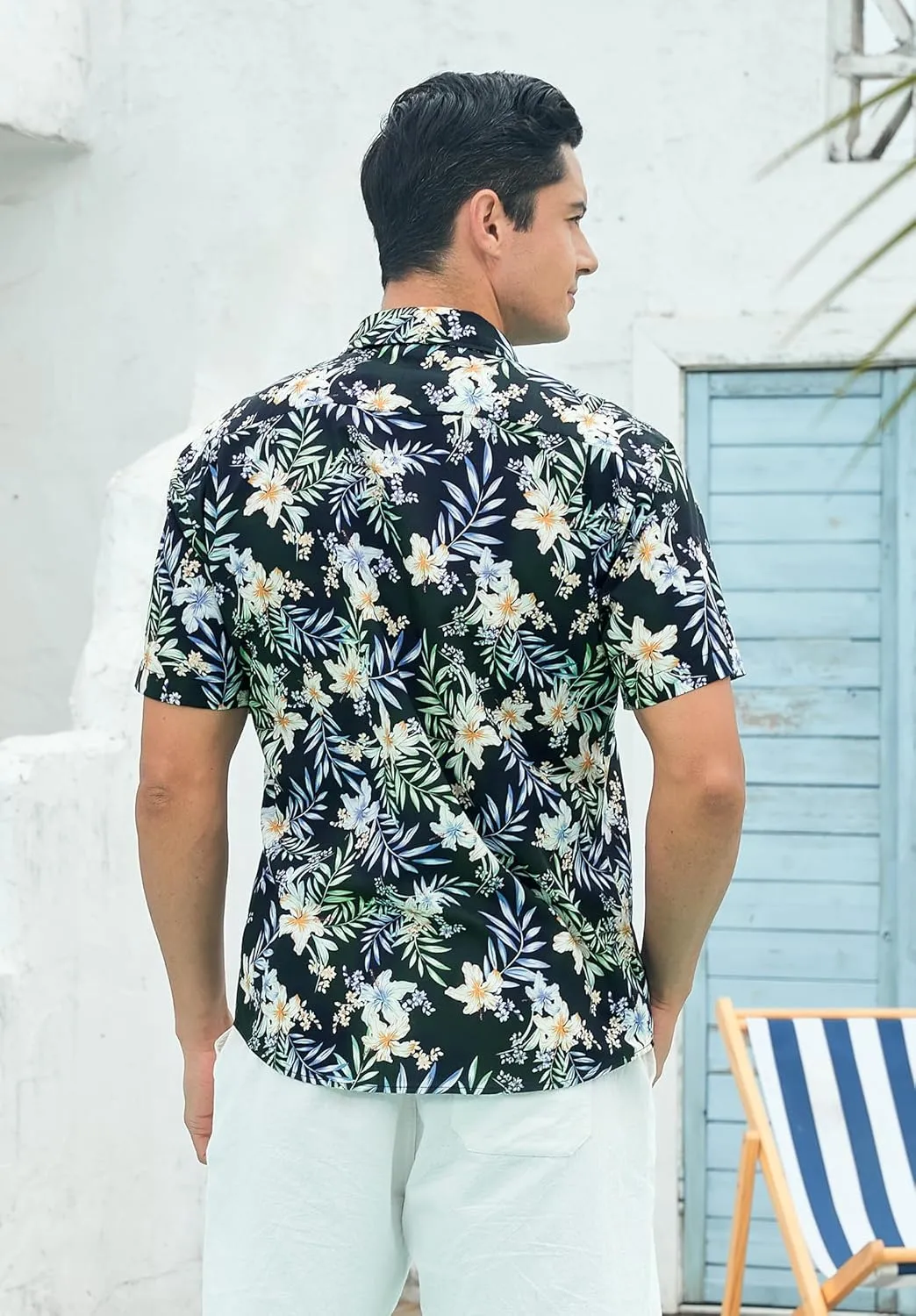 Enlison Men's Hawaiian Shirt Short Sleeve Casual Summer Beach Aloha Shirt Floral Button Down Tropical Hawaii Shirts