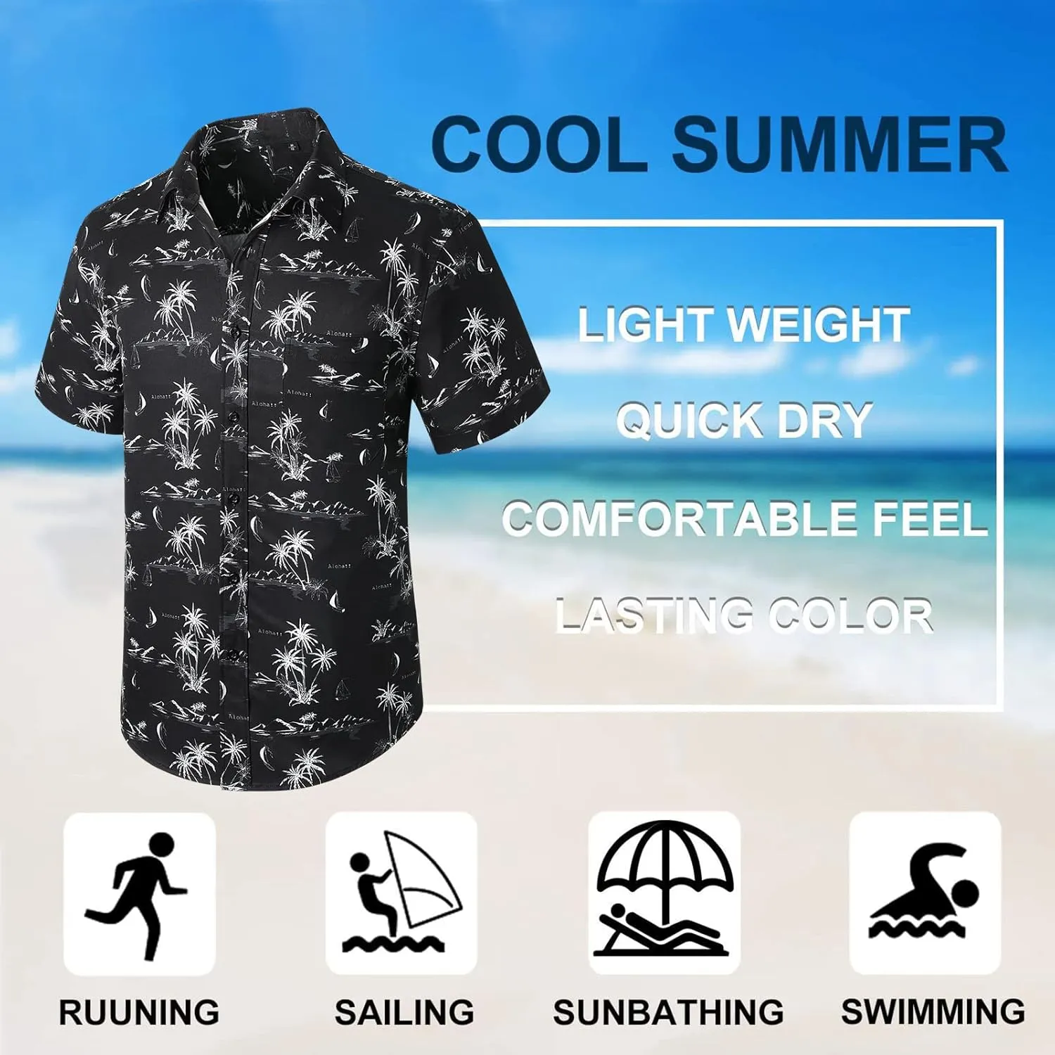 Enlison Men's Hawaiian Shirt Short Sleeve Casual Summer Beach Aloha Shirt Floral Button Down Tropical Hawaii Shirts