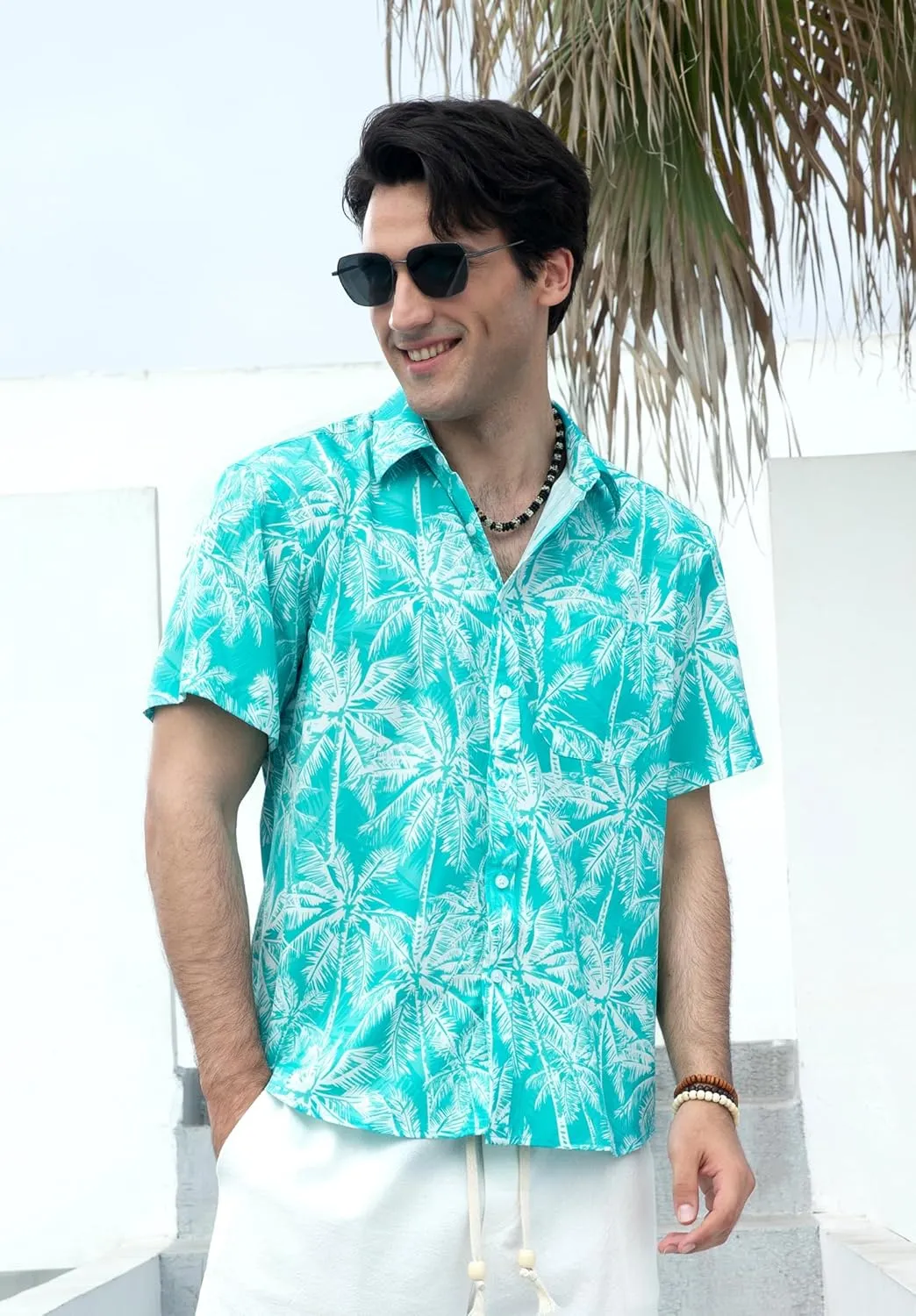 Enlison Men's Hawaiian Shirt Short Sleeve Casual Summer Beach Aloha Shirt Floral Button Down Tropical Hawaii Shirts