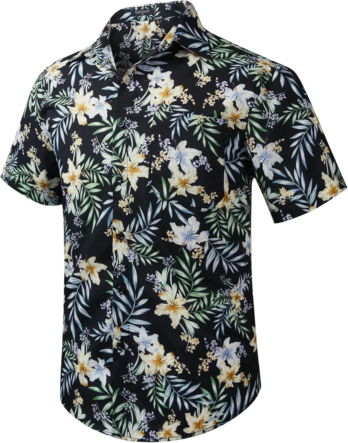 Enlison Men's Hawaiian Shirt Short Sleeve Casual Summer Beach Aloha Shirt Floral Button Down Tropical Hawaii Shirts