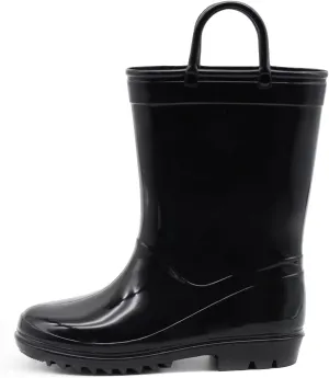 EUXTERPA Boys Girls Waterproof Rain Boots Kids Toddler Solid Color Boots with Easy On Handles
