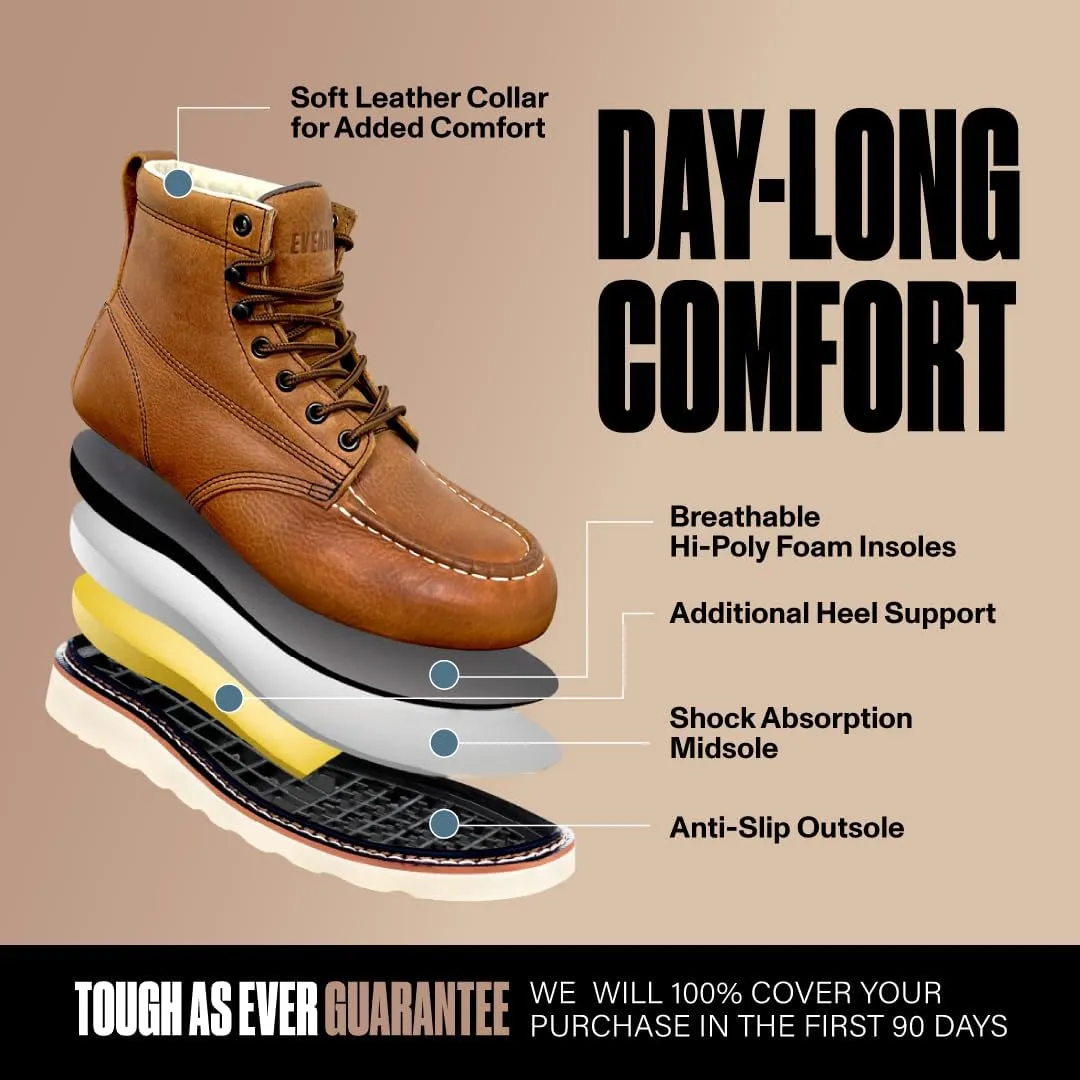 EVER BOOTS Moc Toe Work Boots for Men Construction Lightweight Wedge