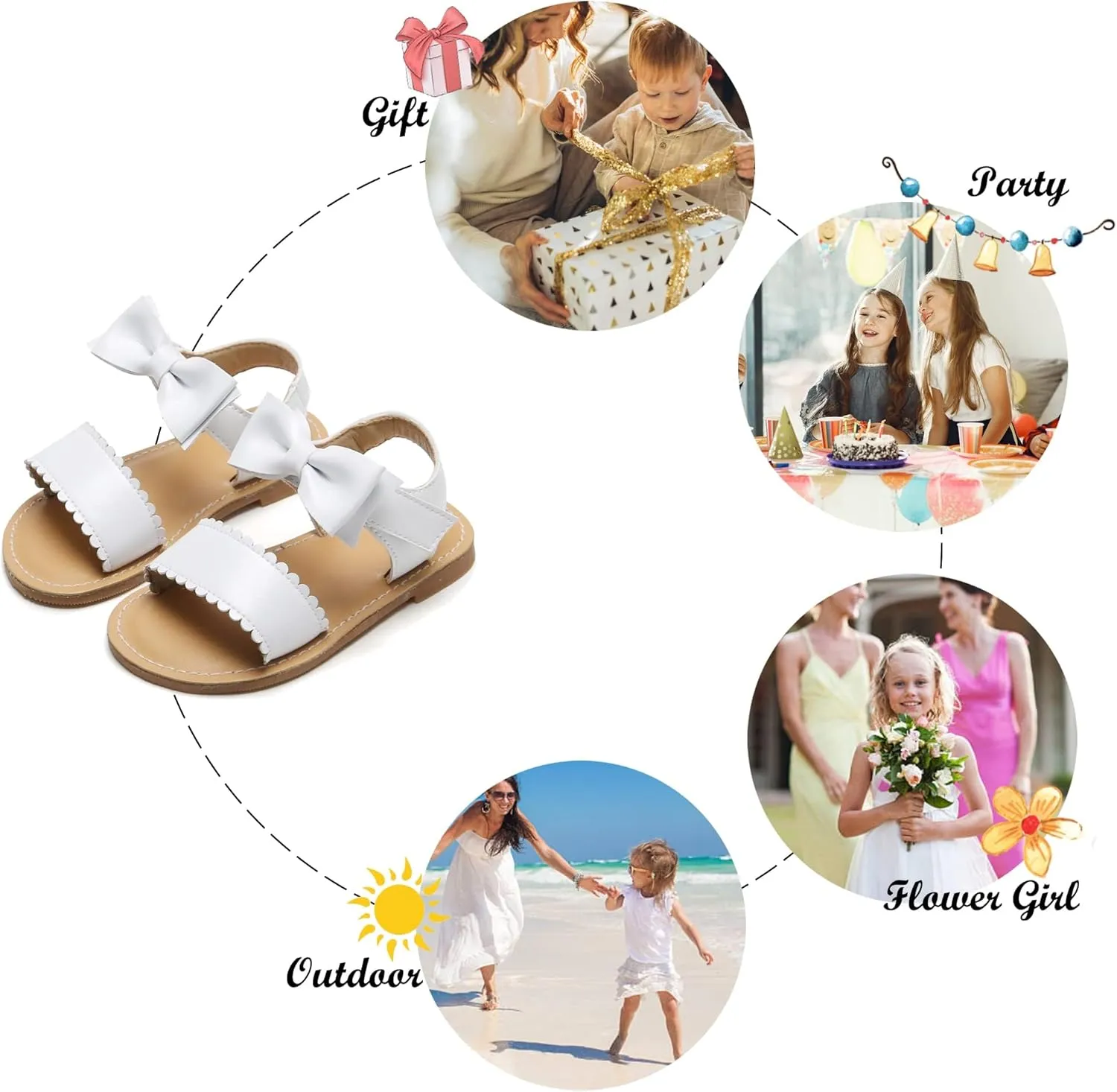Felix & Flora Toddler Girl Sandals - Flower Girl Dress Shoes Open Toe Little Kid Summer Flats