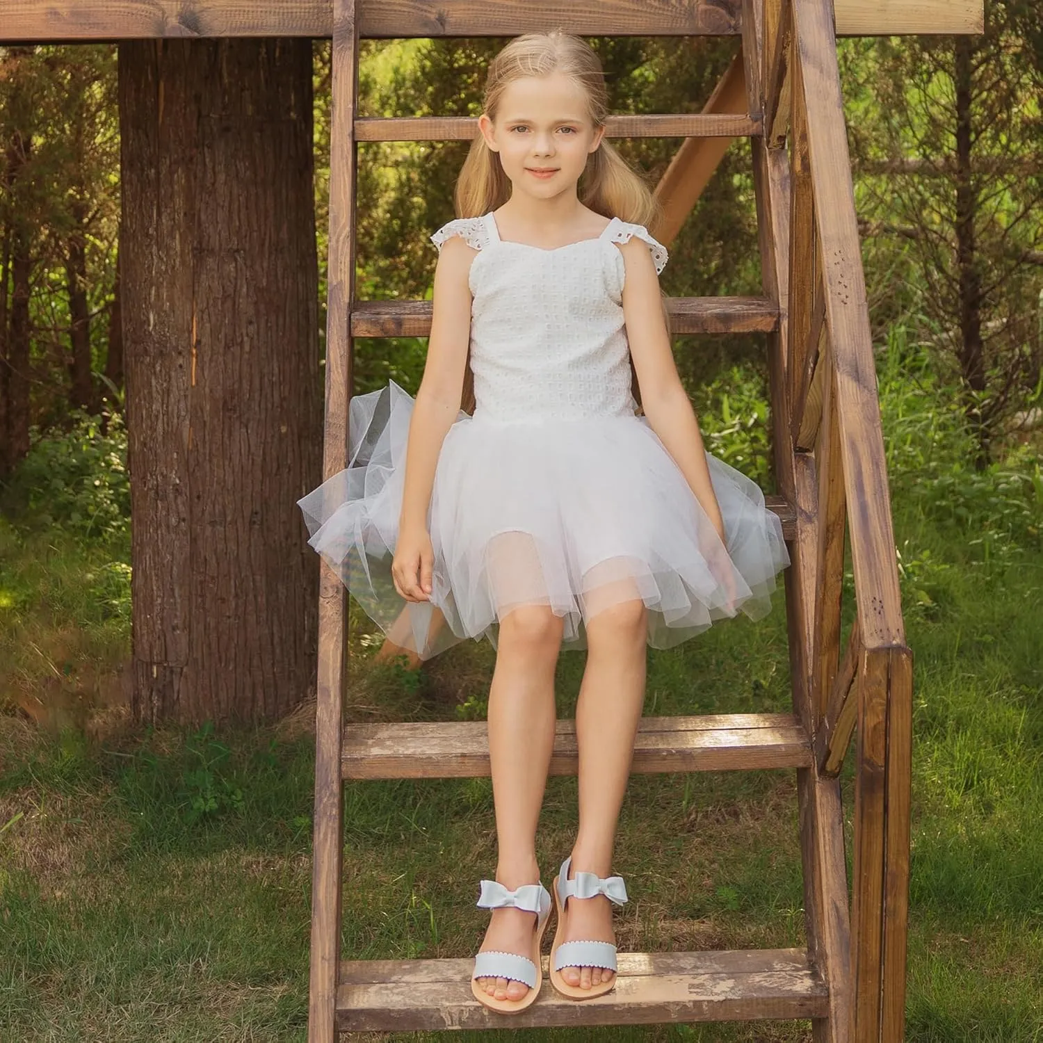 Felix & Flora Toddler Girl Sandals - Flower Girl Dress Shoes Open Toe Little Kid Summer Flats