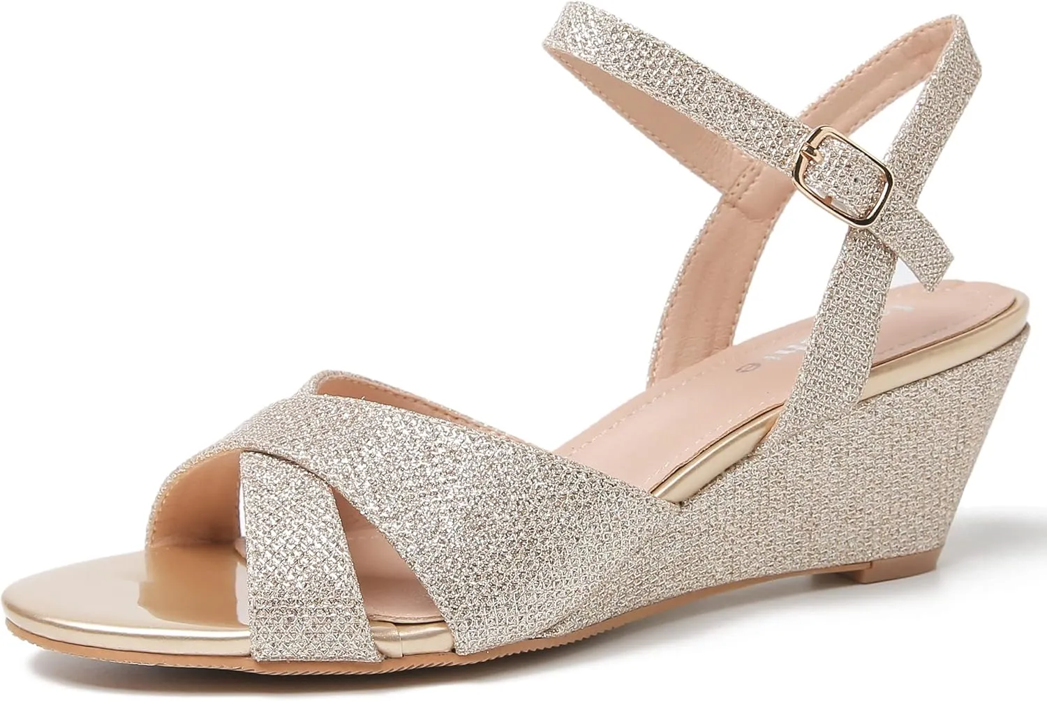 fereshte Womens Wedge Sandals Strappy Open Toe Slingback Ankle Strap Dressy Sandals