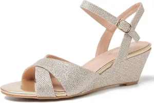 fereshte Womens Wedge Sandals Strappy Open Toe Slingback Ankle Strap Dressy Sandals