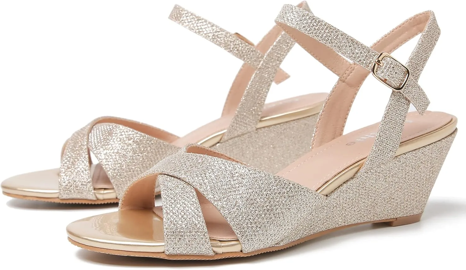 fereshte Womens Wedge Sandals Strappy Open Toe Slingback Ankle Strap Dressy Sandals