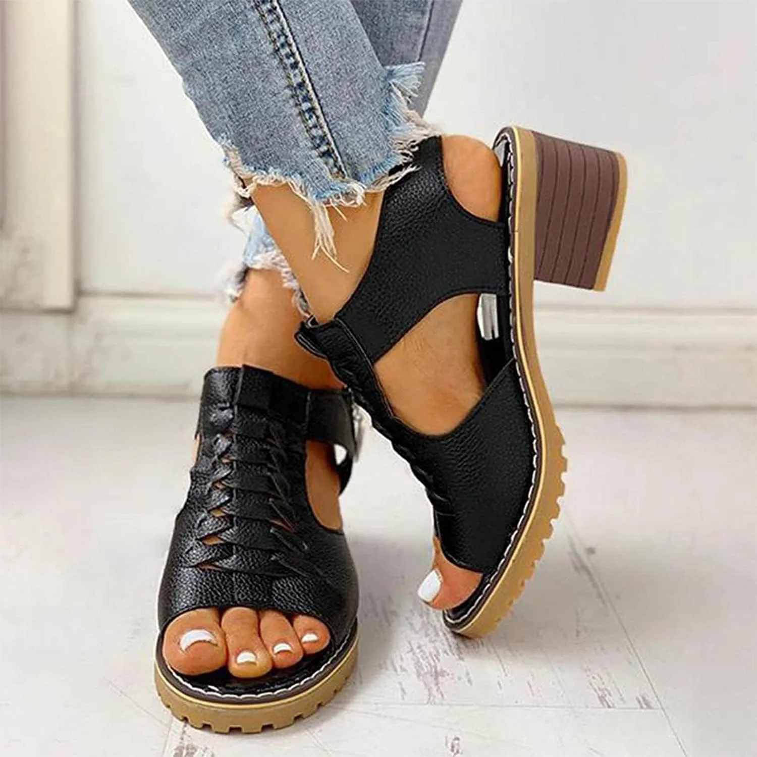 FETNHU Libiyi Sandals, Summer Ultra-Comfy Wedge Sandal, Libiyi Womens Comfy Orthotic Sandals, Libiyi Shoes for Women (Black,10)