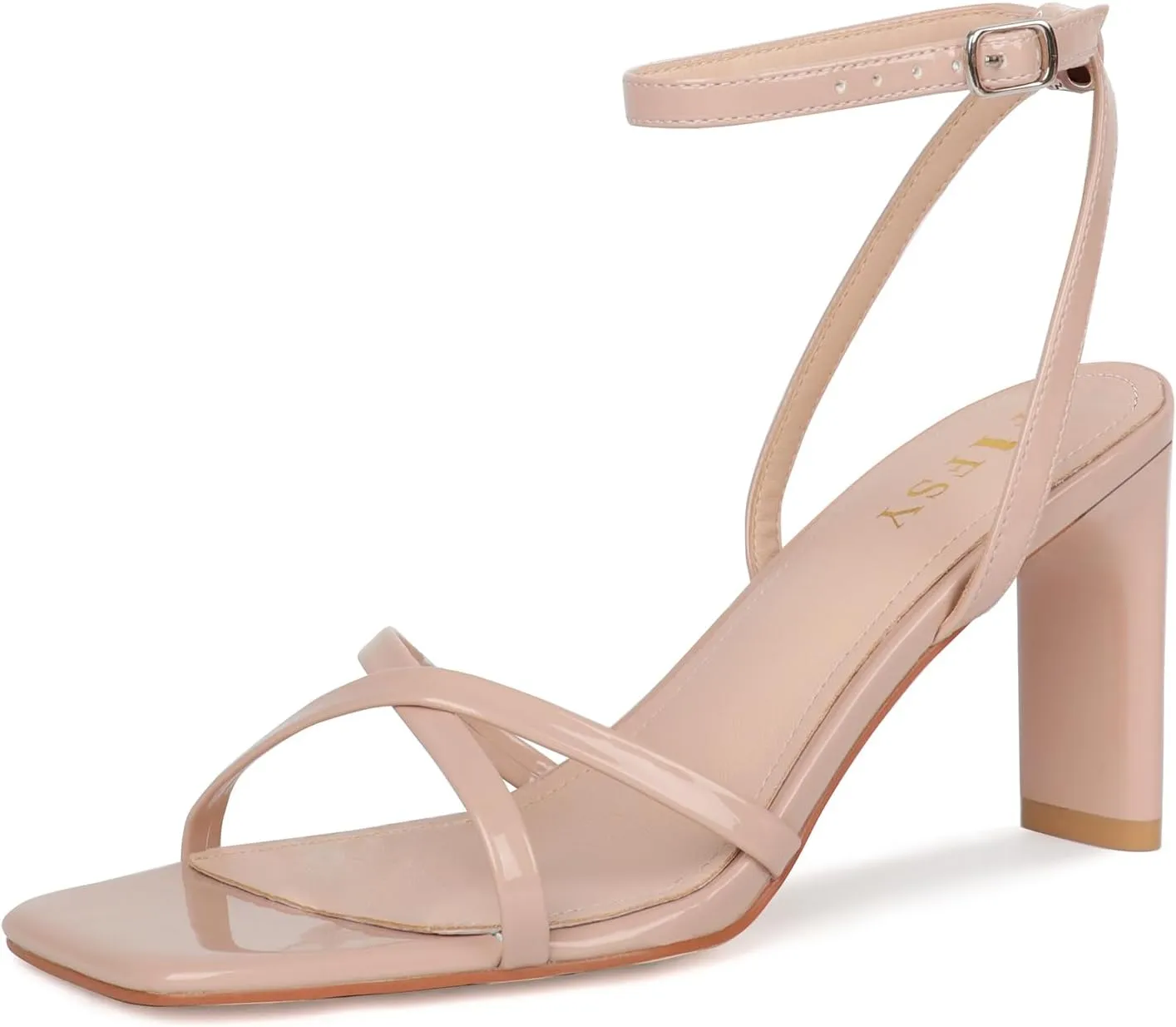 FIFSY Women's Sandals Ankle Strap High Heel Sexy Strappy Sandals Open Toe Heels 3 in Inch Square Toe Heeled Pumps Sandals for Women