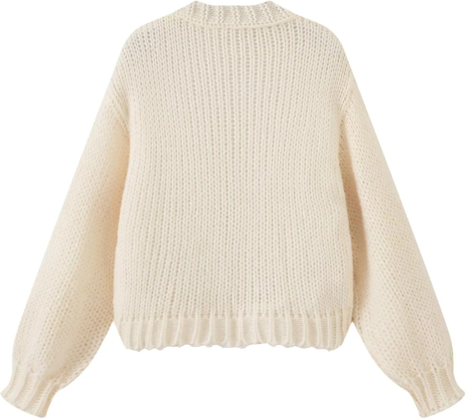 FindThy Women’s Kawaii Strawberry Embroidered Cardigan Long Sleeve V Neck Chunky Knitted Cardigans Tops