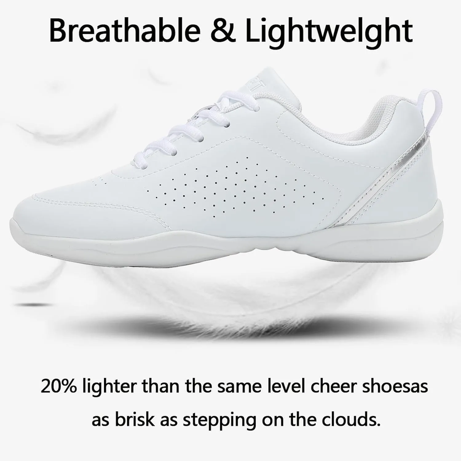 FLIOZY Cheer Shoes Women White Cheerleading Shoes Girls Dance Flats Tennis Competition Walking Sneakers