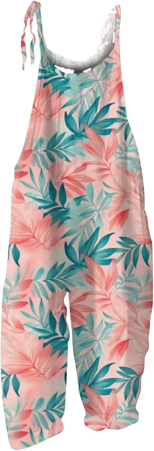 Floral Womens Jumpsuit, Travel Boho Casual Fashion Loose Spring Beach Hawaii rompers for women