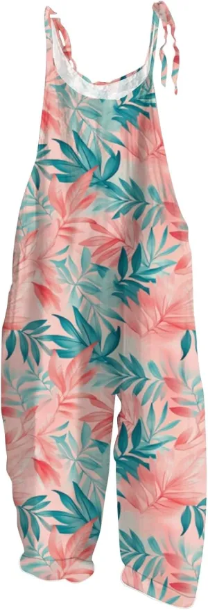 Floral Womens Jumpsuit, Travel Boho Casual Fashion Loose Spring Beach Hawaii rompers for women