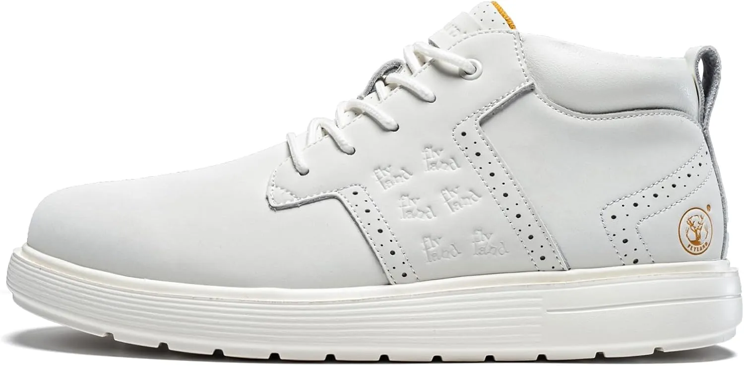 FLYLAND Men's Fashion Sneakers Chukka Boots Lace Up Leather Ankle Dress Boot Lightweight Walking Driving Shoes