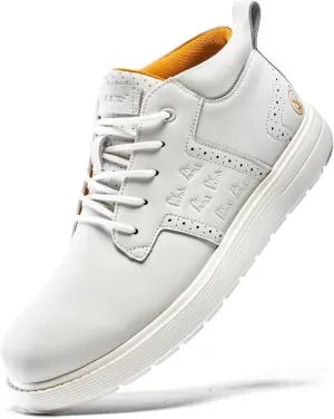 FLYLAND Men's Fashion Sneakers Chukka Boots Lace Up Leather Ankle Dress Boot Lightweight Walking Driving Shoes