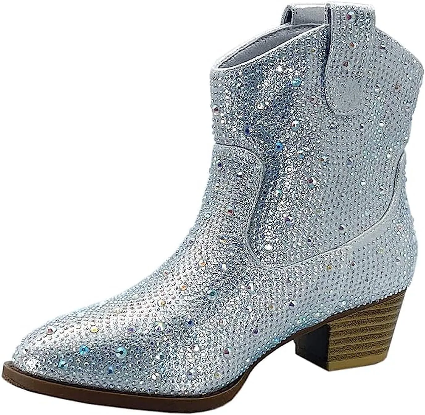 Forever Girls Rhinestone Cowboy Boots Kids Low Heel Dress Booties