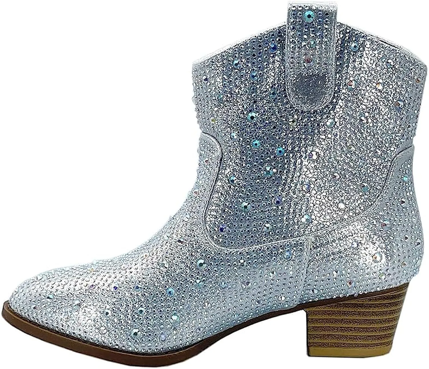 Forever Girls Rhinestone Cowboy Boots Kids Low Heel Dress Booties