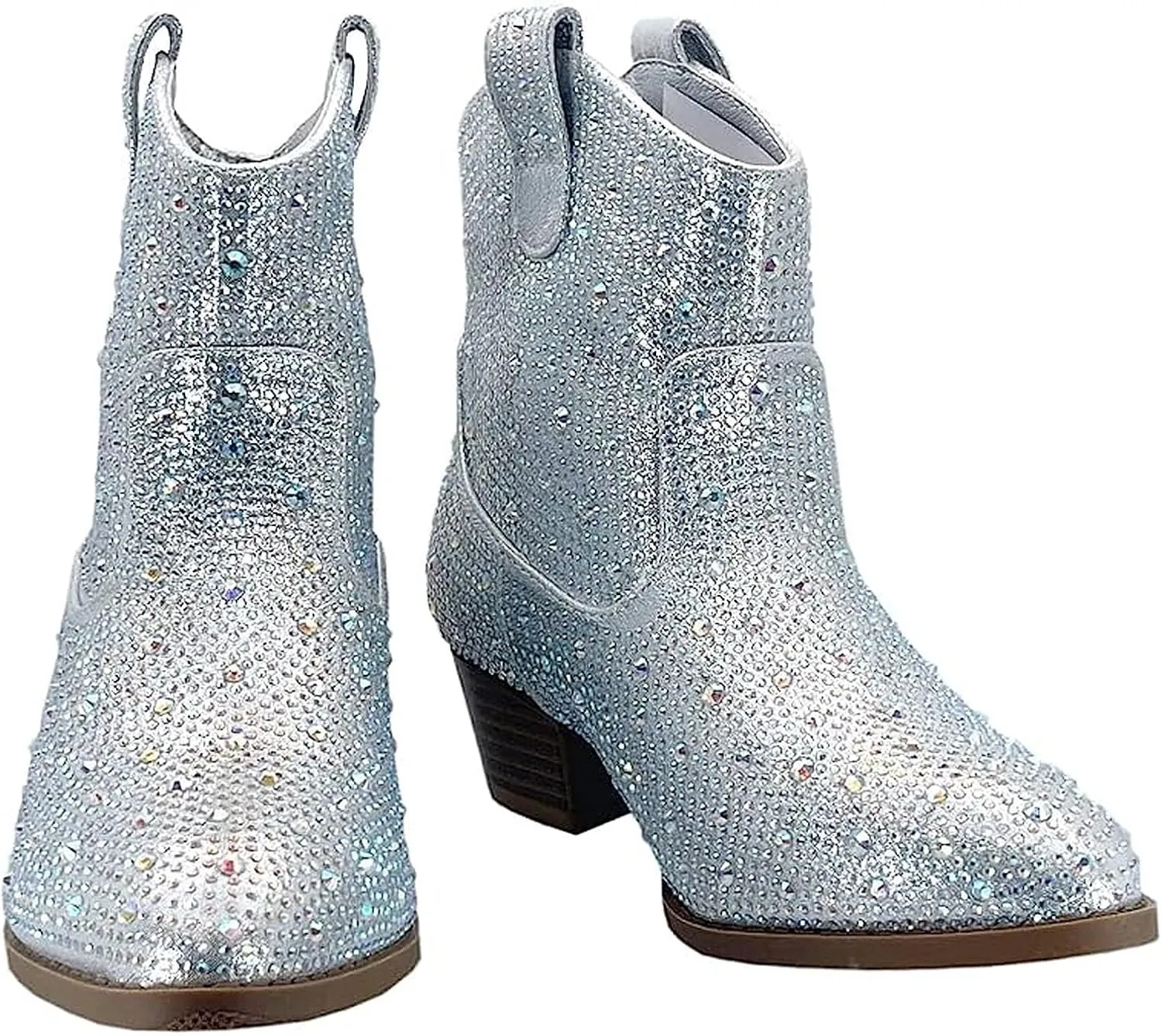 Forever Girls Rhinestone Cowboy Boots Kids Low Heel Dress Booties