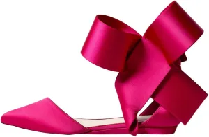 FSJ Women Chic Closed Pointed Toe D'Orsay Ankle Strap Ballet Flats Shoes Large Side Bows Comfortable Shoes Size 4-16 US