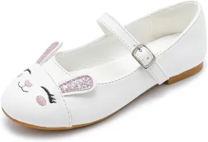 Furdeour Girls Dress Shoes Mary Jane Flower Wedding Party Bridesmaids Shoes Glitter Princess Ballet Flats for Kid Toddler