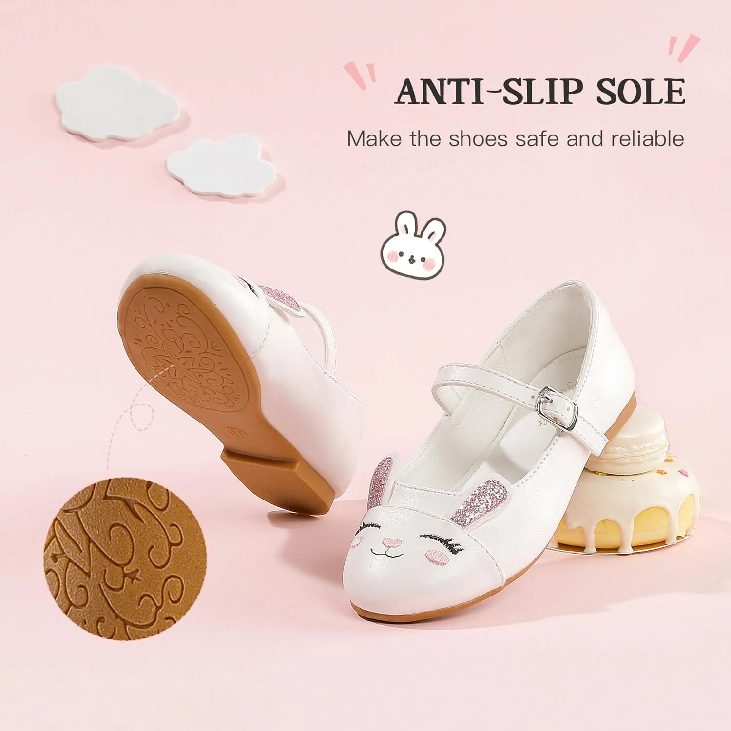 Furdeour Girls Dress Shoes Mary Jane Flower Wedding Party Bridesmaids Shoes Glitter Princess Ballet Flats for Kid Toddler